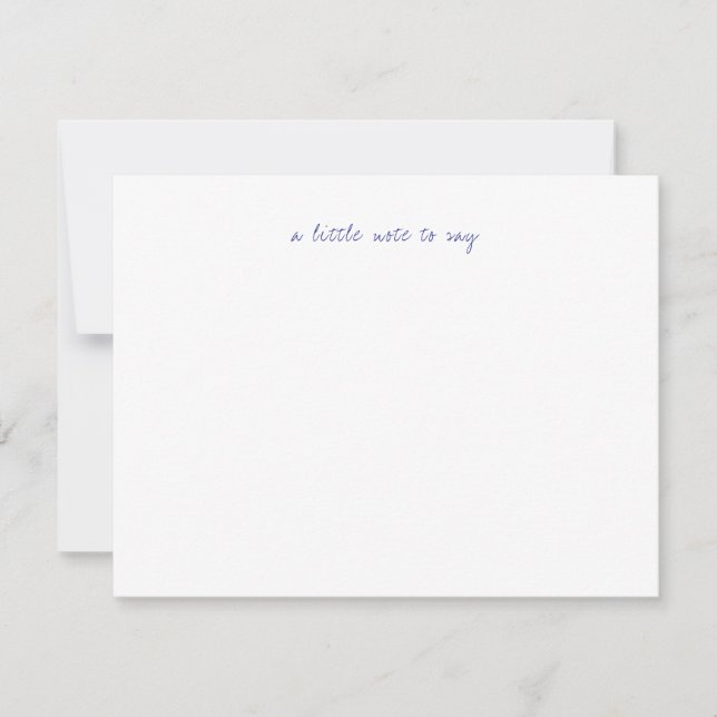 A Little Note to Say Navy Blue Script Stationery Card (Front)