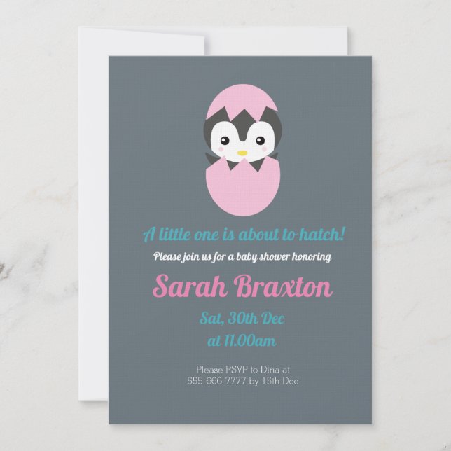 A little one is about to hatch baby shower invitation (Front)