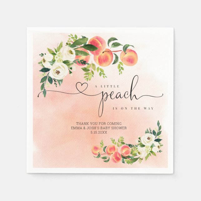 A Little Peach Baby Shower Paper Napkin (Front)