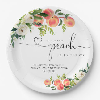 A Little Peach Baby Shower Paper Plate