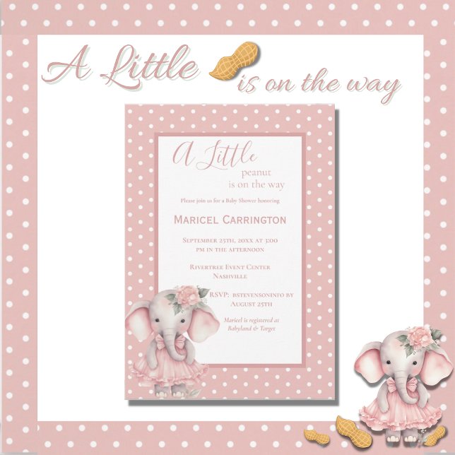 A Little Peanut Animal Elephant Baby Shower Invitation (Creator Uploaded)