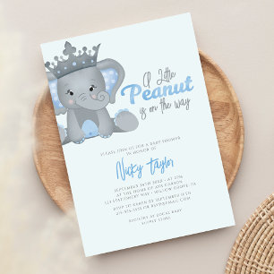 A Little Peanut Cute Elephant Baby Shower Invitation