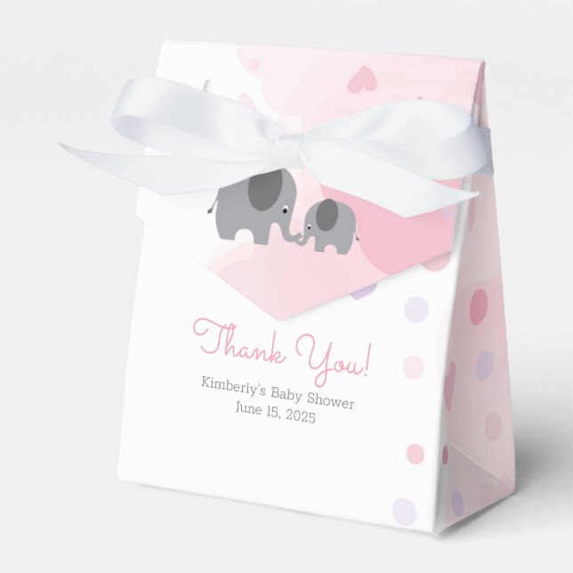 A Little Peanut Elephant Girl Baby Shower Favor Box (Front Side)