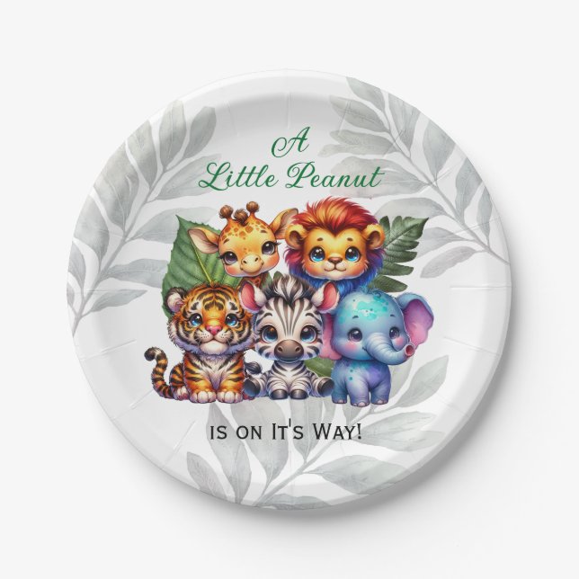 A Little Peanut is on It's Way | Baby Shower Paper Plate (Front)