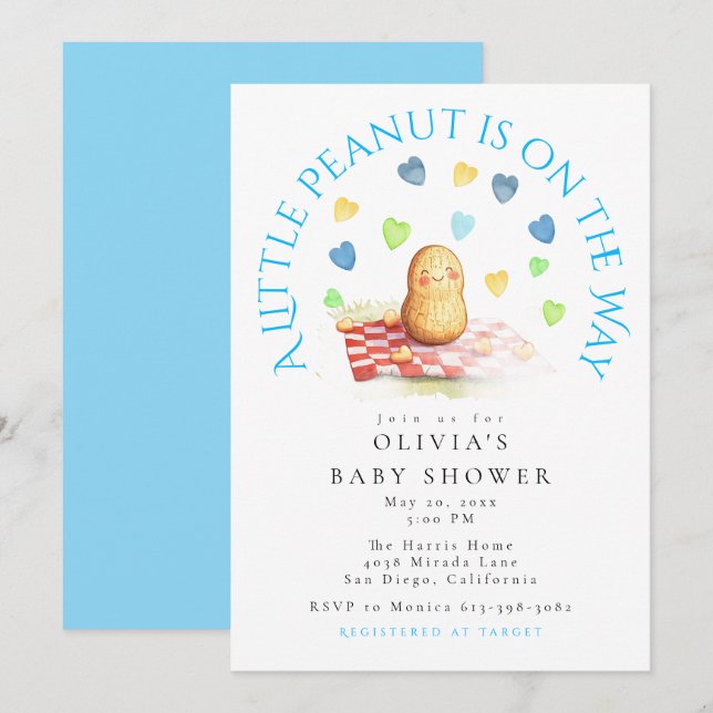 A Little Peanut is on the Way Baby Shower Invitation (Front/Back)