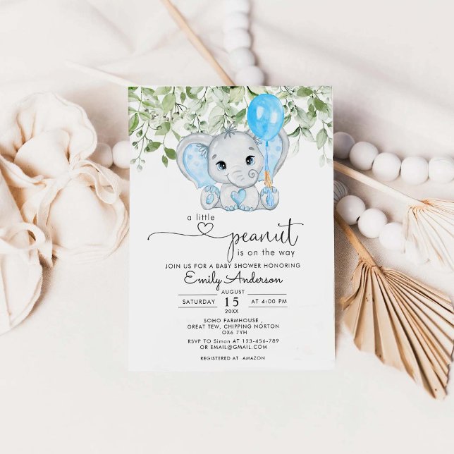 A Little Peanut Is On The Way Boy Baby Shower   In Invitation (Creator Uploaded)