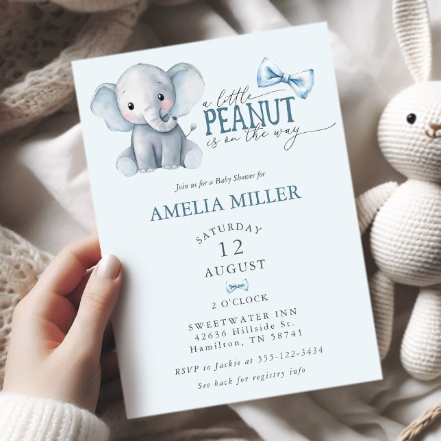 A Little Peanut is on the Way Elephant Baby Shower Invitation (A Little Peanut is on the Way Elephant Baby Shower Invitation)