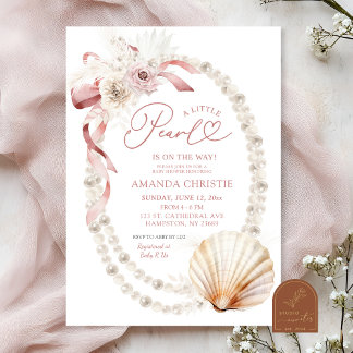 A Little Pearl Is On The Way Baby Shower Invitation