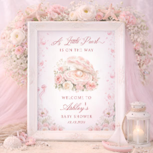 A Little Pearl Under the Sea Baby Shower Welcome Poster