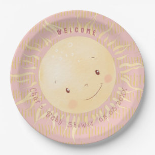  A Little Pink Sunshine Personalized Baby Shower Paper Plate