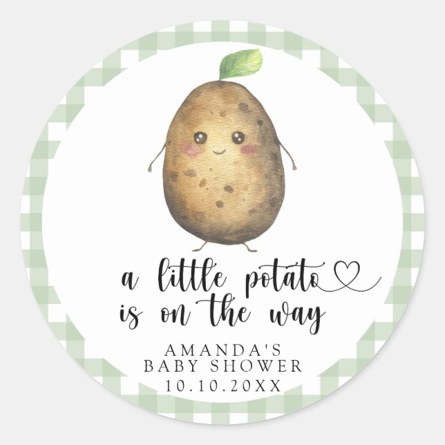 A little potato is on the way - Baby Shower Classic Round Sticker (Front)
