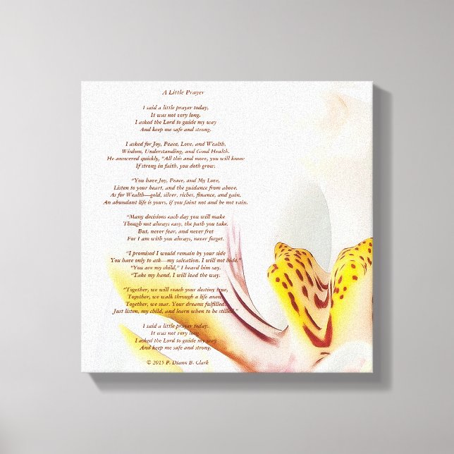 "A Little Prayer" Orchid Canvas Print (Front)