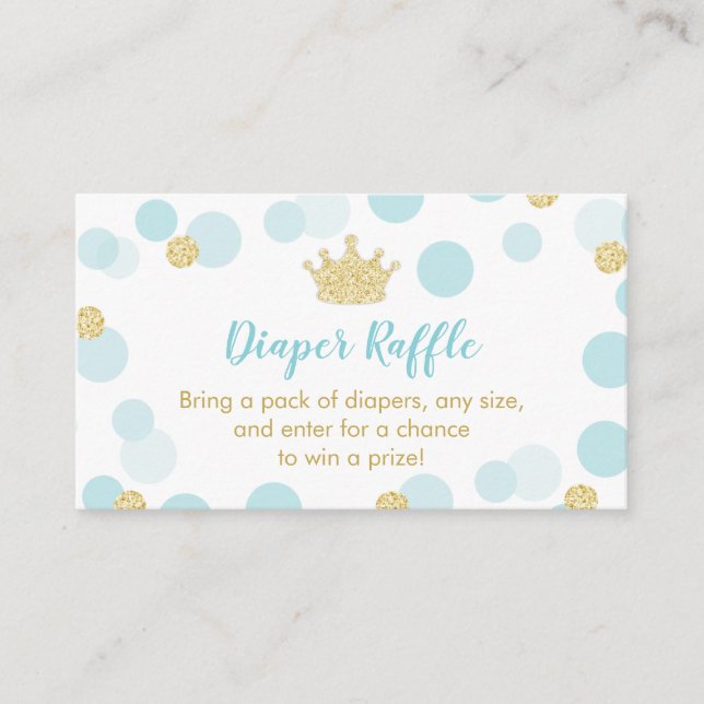 A Little Prince Baby Shower Diaper Raffle Ticket Enclosure Card (Front)
