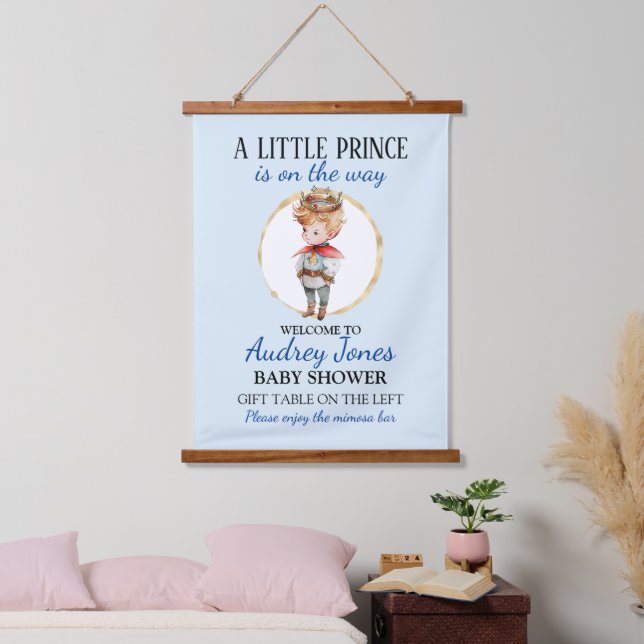 A Little Prince Is On The Way Baby Shower Hanging Tapestry (Bedroom)