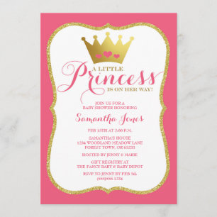 A Little Princess Baby Shower Pink and Gold Invitation