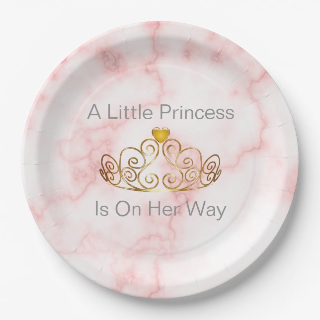A Little Princess Is On Her Way Girl Baby Shower Paper Plate (Front)