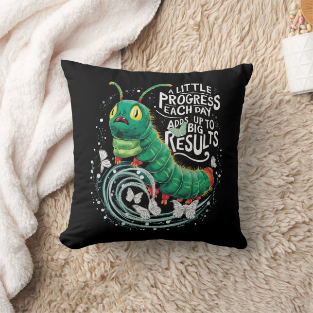 A Little Progress Each Day Hungry Caterpillar  Throw Pillow (Blanket)