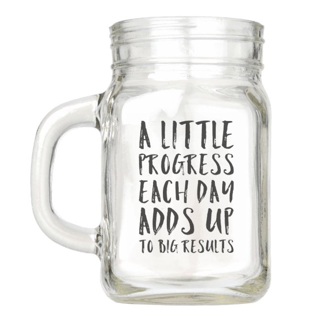 A Little Progress Motivational Quote Mason Jar (Back)