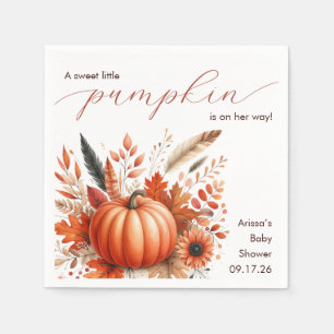 A Little Pumpkin Autumn Baby Shower Napkin