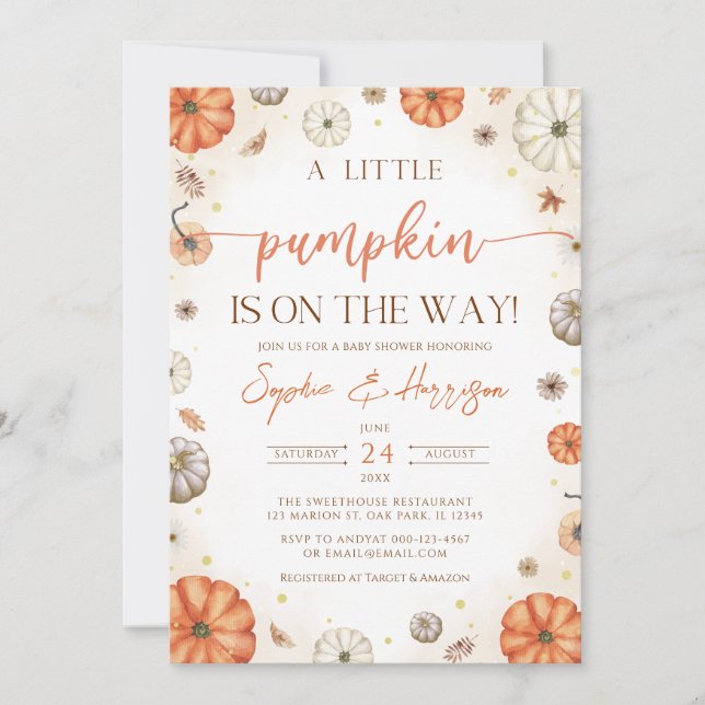 A Little Pumpkin Autumn Fall Baby Shower In Invitation (Front)