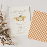 A Little Pumpkin – Autumn Fall Baby Shower |  Invi Invitation<br><div class="desc">Our autumn watercolor pumpkin design features lovely rust gingham patterns,  fall leaves,  and a white pumpkin. Celebrate your soon-to-be fall baby with your friends and loved ones with our minimal classic baby shower design.</div>