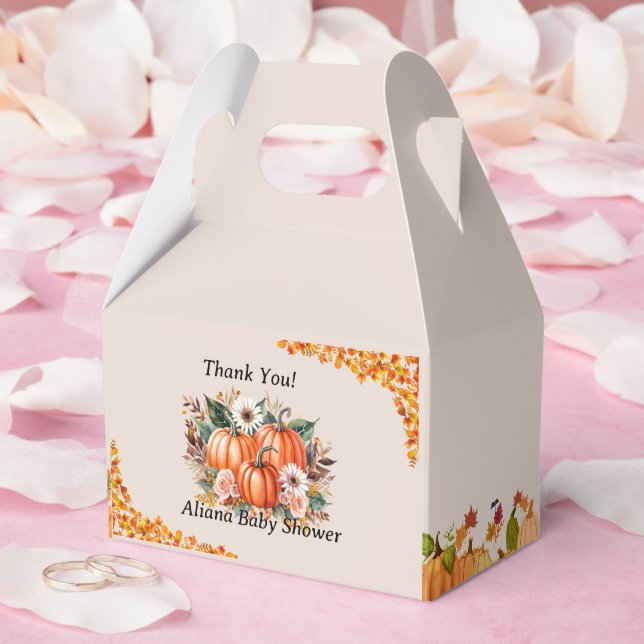 A Little Pumpkin Autumn Fall Floral Baby Shower  Favor Box (Wedding)