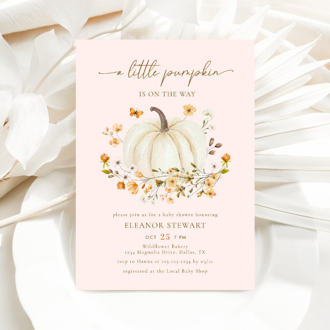 A Little Pumpkin Autumn Fall Floral Baby Shower Invitation (Creator Uploaded)