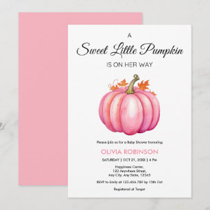 A Little Pumpkin Autumn Fall Pink Girl Baby Shower Invitation