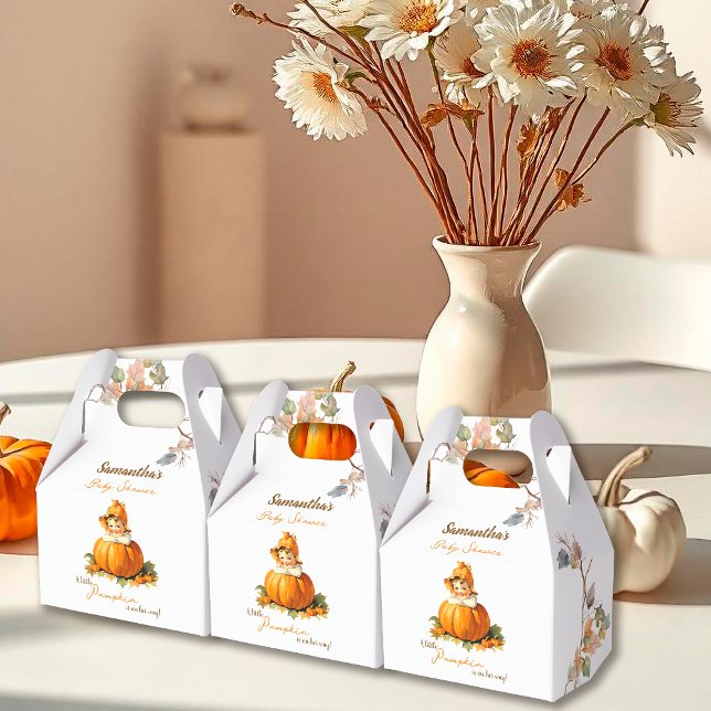 A Little Pumpkin Autumn Girl Baby Shower Favor Box (Creator Uploaded)