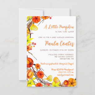 A Little Pumpkin Autumn Wreath Baby Shower  Invitation