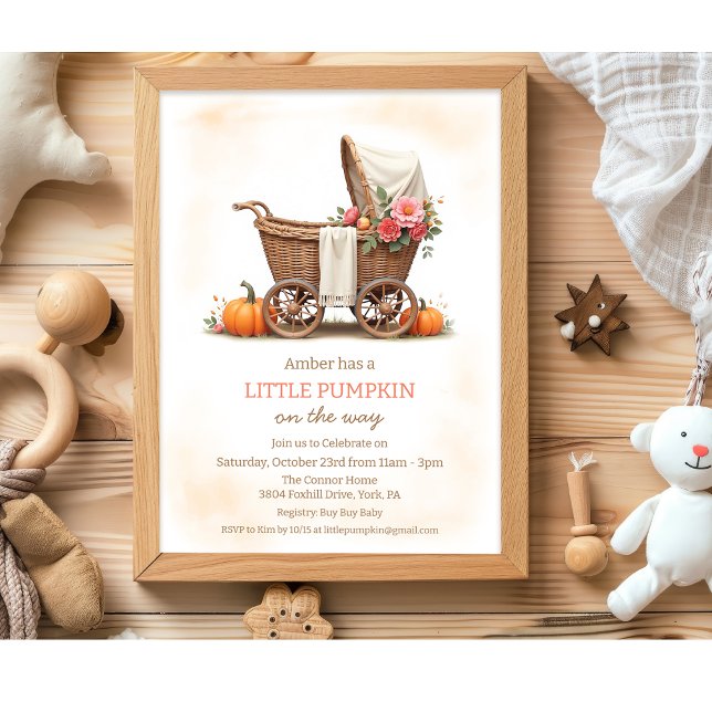A Little Pumpkin Baby Carriage Baby Shower  Invitation (Creator Uploaded)