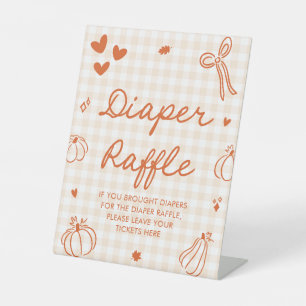 A Little Pumpkin Baby Shower Diaper Raffle Game Pedestal Sign