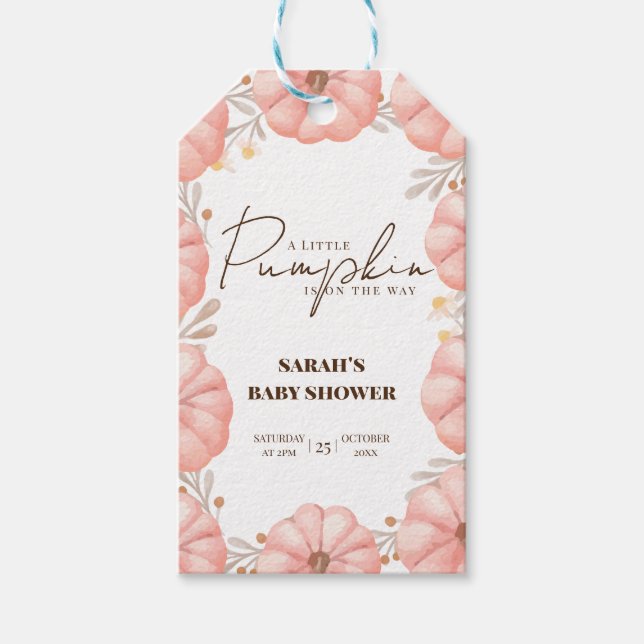A Little Pumpkin Baby Shower Favour Tag (Front)