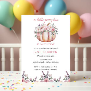 A Little Pumpkin Baby Shower Floral Fall Invitation