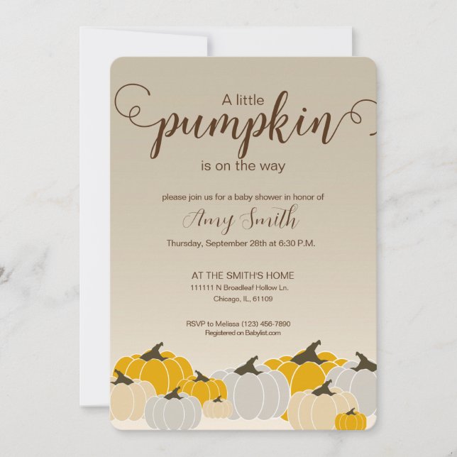 A little pumpkin baby shower invitation (Front)