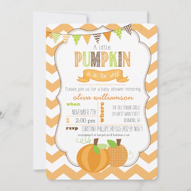 A Little Pumpkin Baby Shower Invitation (Front)