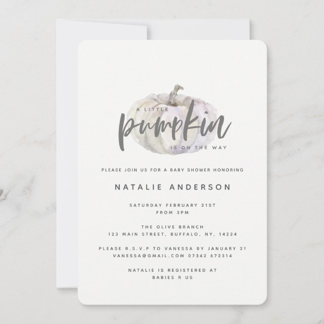 A little pumpkin baby shower invitation (Front)