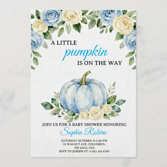 A Little Pumpkin” Baby Shower Invitation  (Front)
