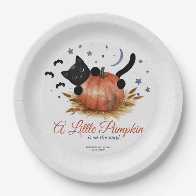 A Little Pumpkin Baby Shower Paper Plate (Front)