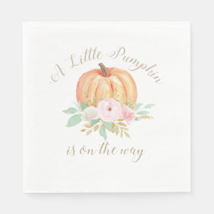 A Little Pumpkin Baby Shower pink floral Napkin