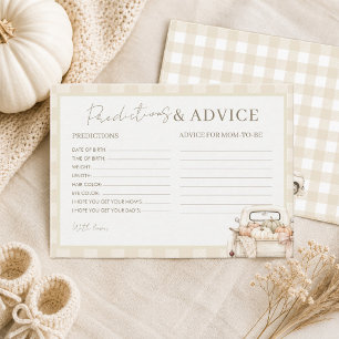 A Little Pumpkin Baby Shower Predictions & Advice Card