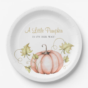 A Little Pumpkin Baby Shower Watercolor Paper Plate