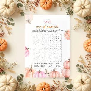 A Little Pumpkin Baby Shower Word Search Game Invitation