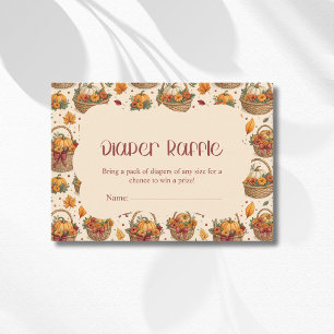 A Little Pumpkin Basket Burgundy Bow Diaper Raffle Enclosure Card