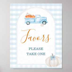 A Little Pumpkin Blue Truck Baby Shower Favours Poster