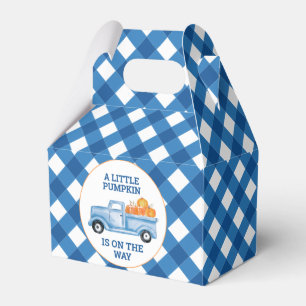 A Little Pumpkin blue truck fall baby shower Favor Box