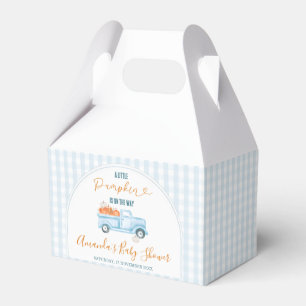 A Little Pumpkin Blue Truck Gingham Baby Shower Favor Box