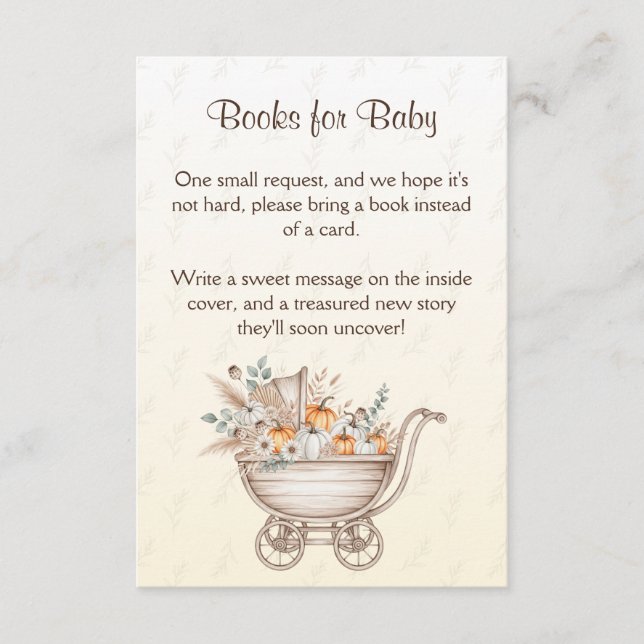 A Little Pumpkin Boho Baby Shower Books for Baby Enclosure Card (Front)