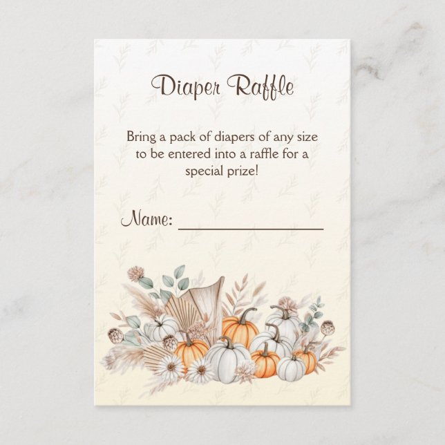 A Little Pumpkin Boho Baby Shower Diaper Raffle Enclosure Card (Front)