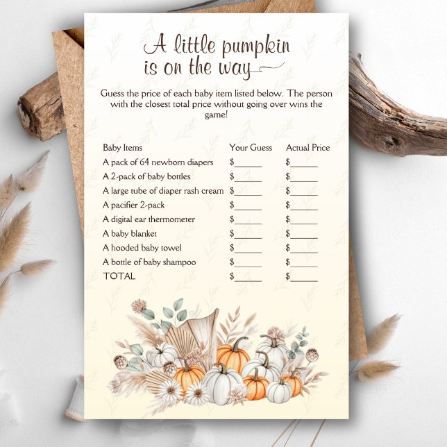 A Little Pumpkin Boho Baby Shower Price is Right (A Little Pumpkin Is On The Way Baby Shower Game - The Price Is Right Baby Edition)
